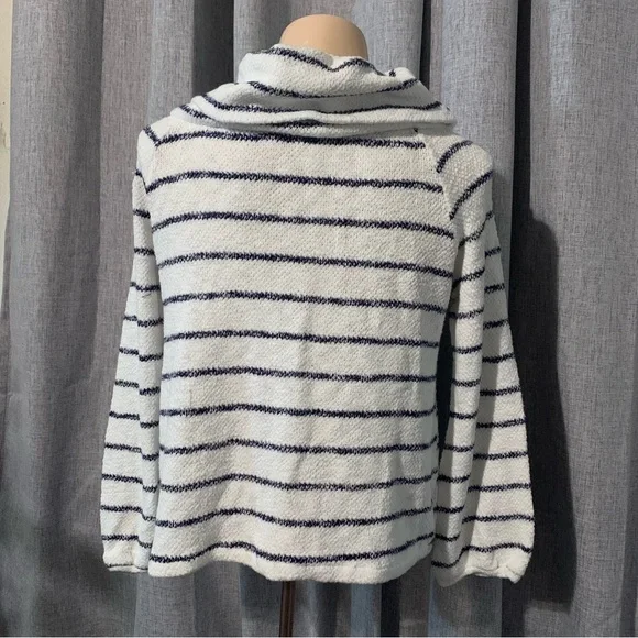 Caslon Womens M Black White Striped long, Sleeve Pullover Cowl Neck Sweater - Picture 3 of 9